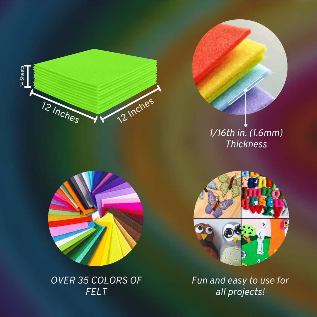 Acrylic Felt Craft Sheet Packs | Neon Green A54 - FabricLA.com