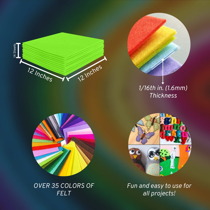 Acrylic Felt Craft Sheet Packs | Neon Green A54 - FabricLA.com