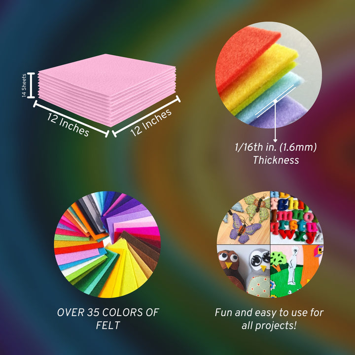 Acrylic Felt Craft Sheet Packs | Baby Pink A45 - FabricLA.com
