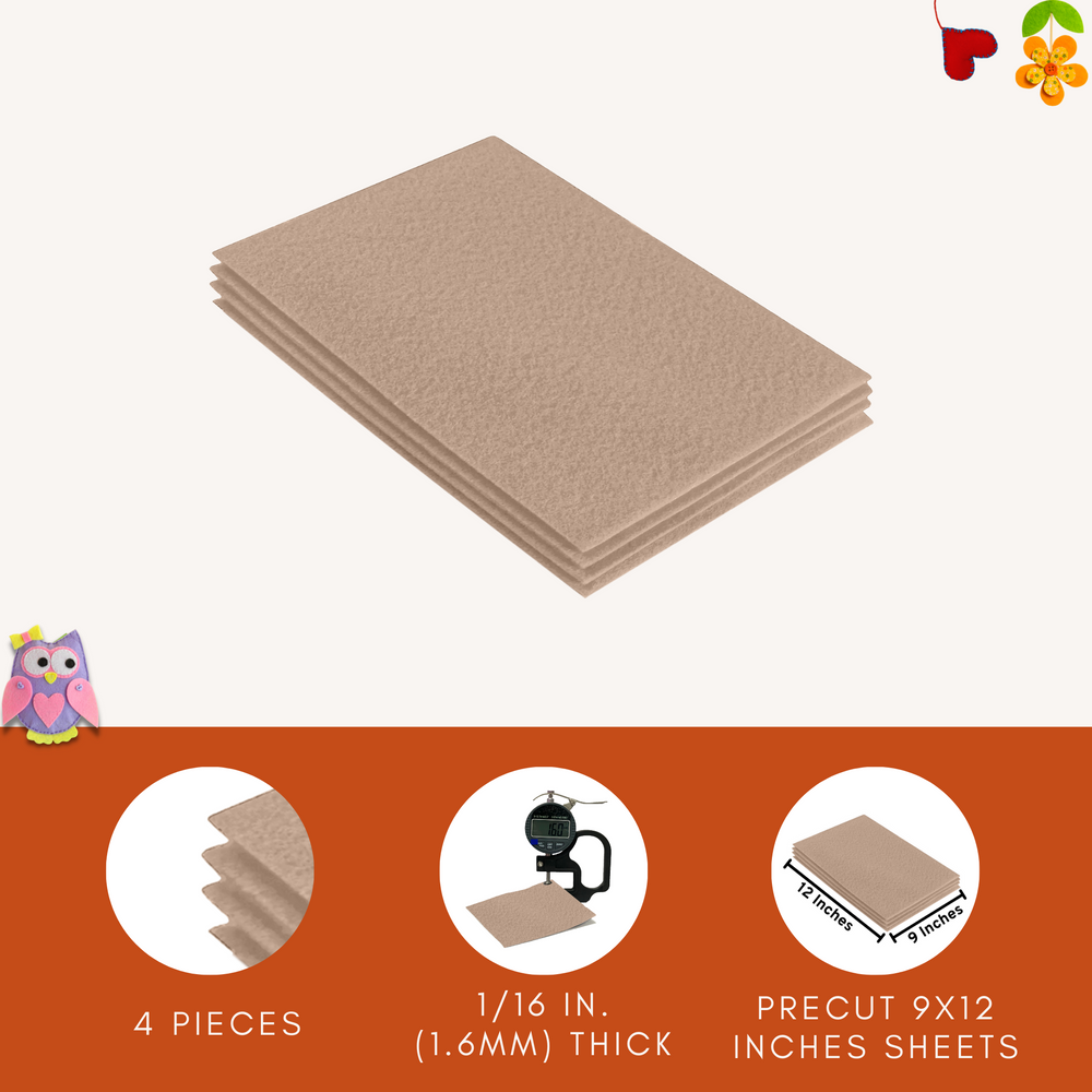 Acrylic Felt 9"X12" Sheet Packs | Sandy - FabricLA.com