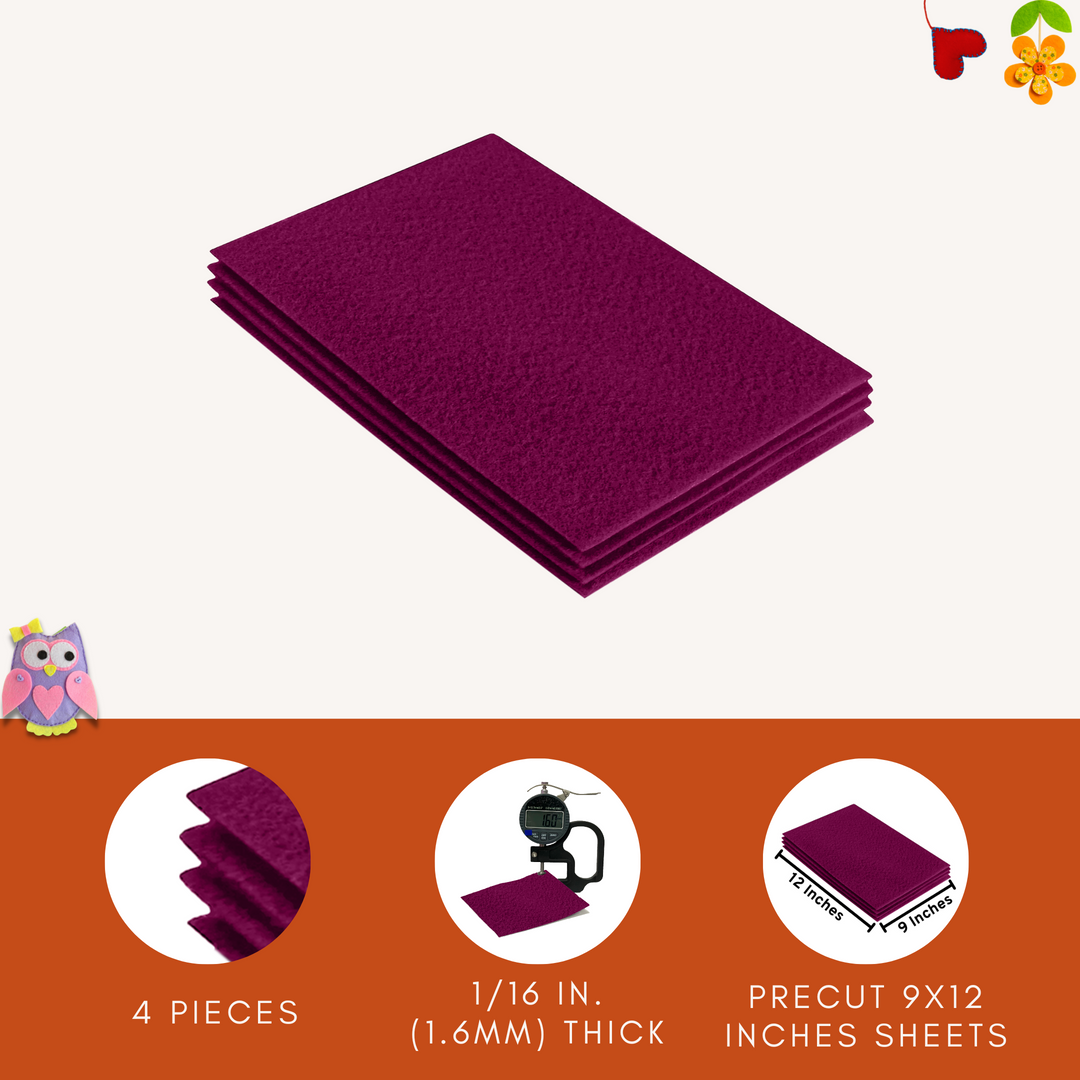 Acrylic Felt 9"X12" Sheet Packs | Rose - FabricLA.com