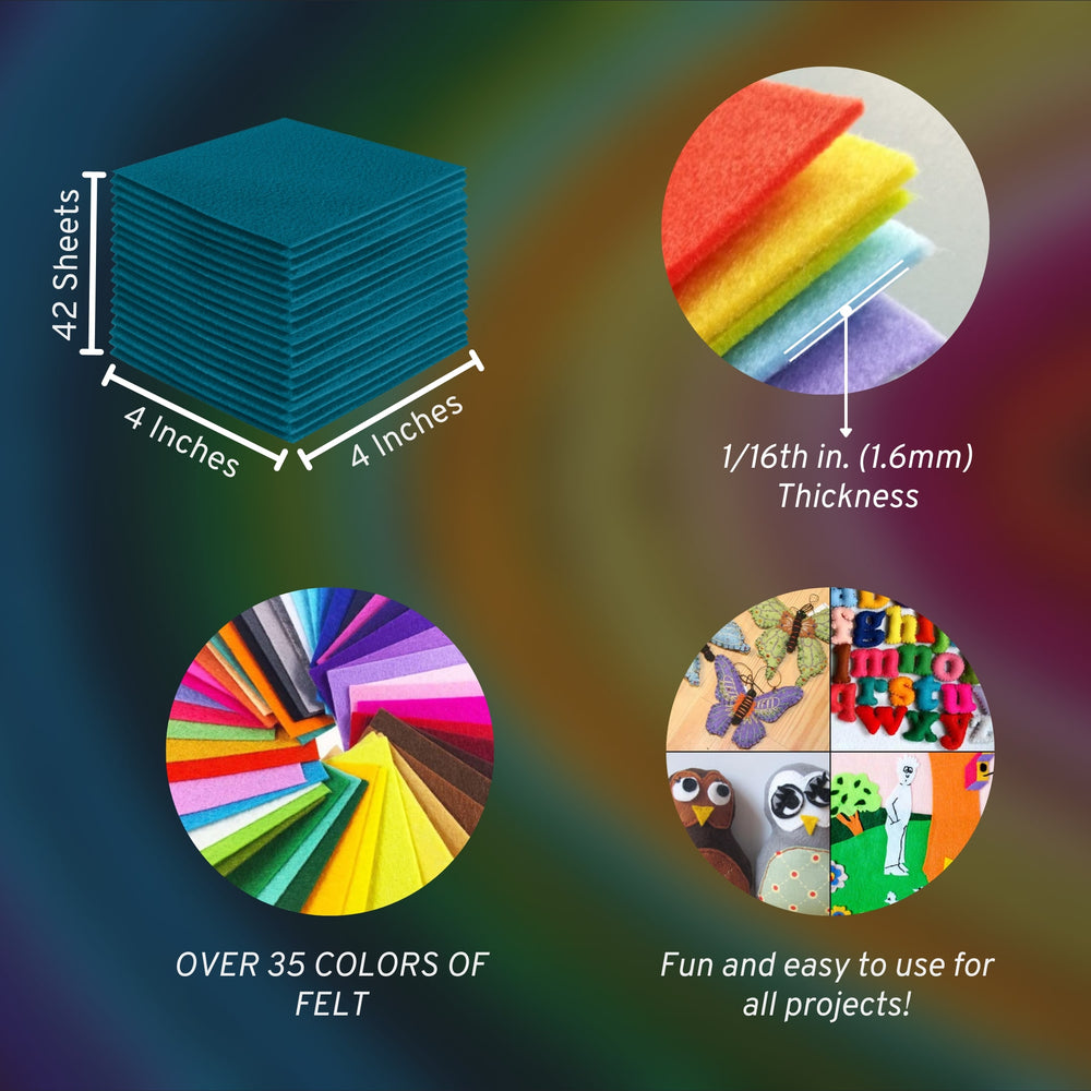 Acrylic Felt Craft Sheet Packs | Turquoise A14 - FabricLA.com