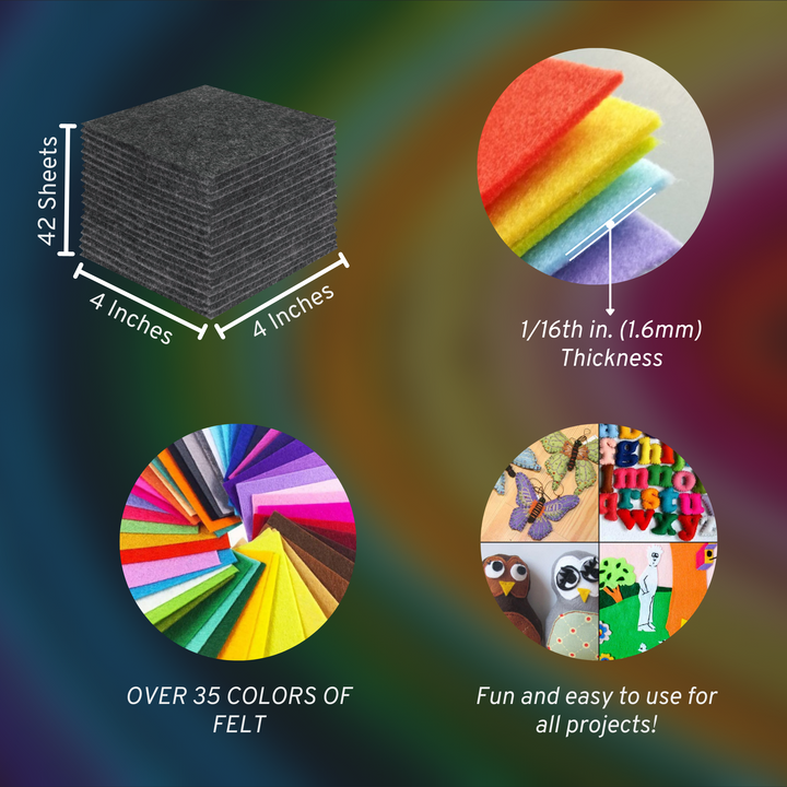 Acrylic Felt Craft Sheet Packs | Charcoal - FabricLA.com