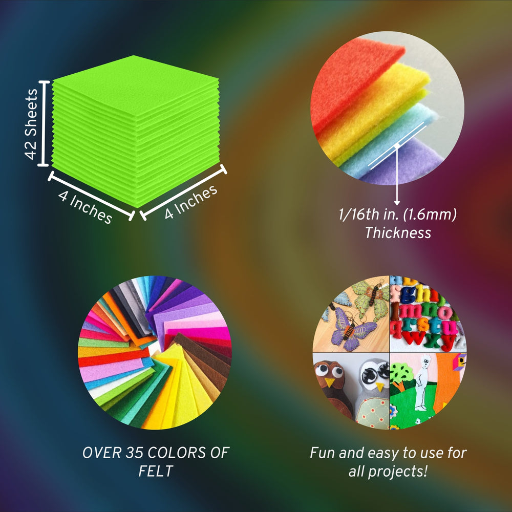 Acrylic Felt Craft Sheet Packs | Neon Green A54 - FabricLA.com