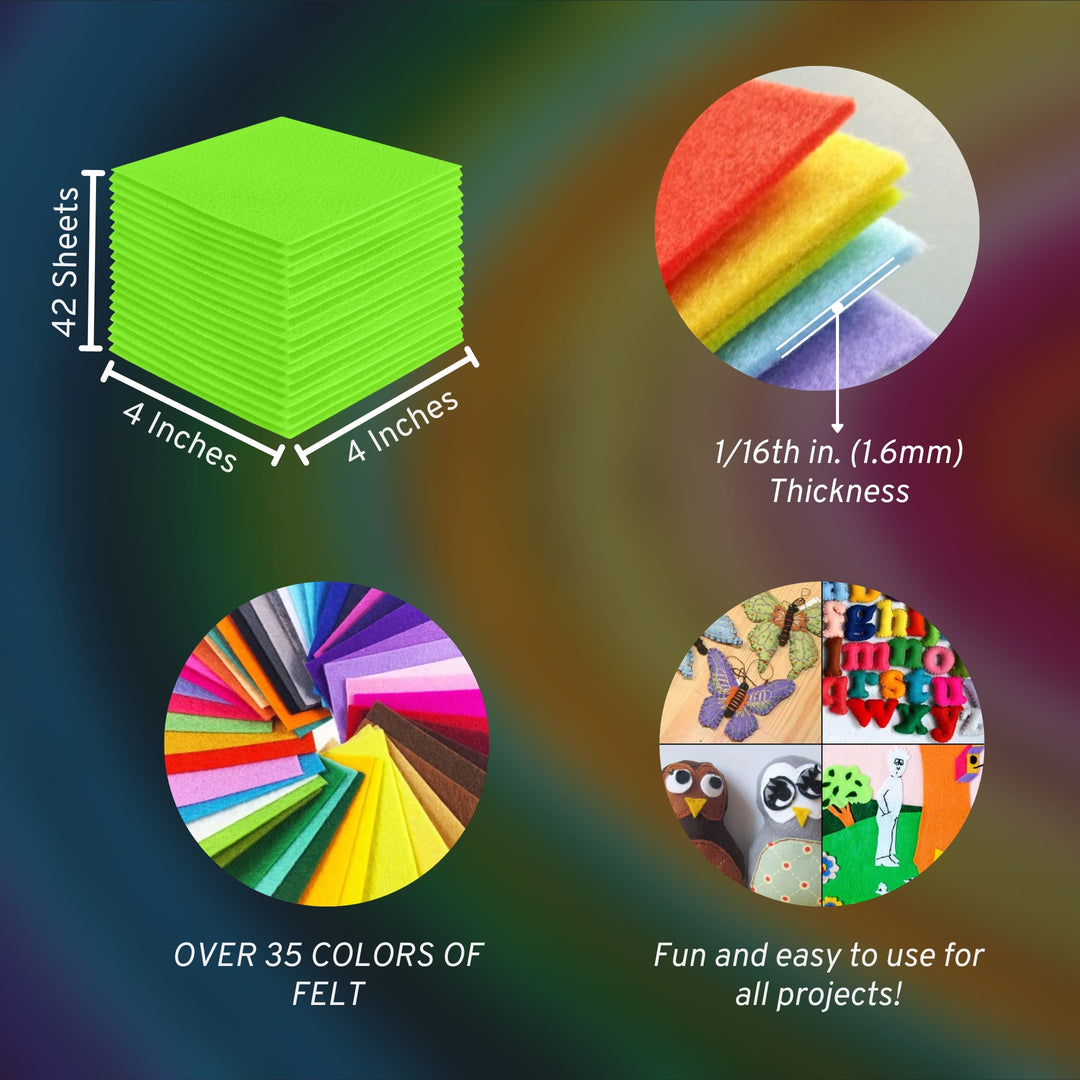 Acrylic Felt Craft Sheet Packs | Neon Green A54 - FabricLA.com
