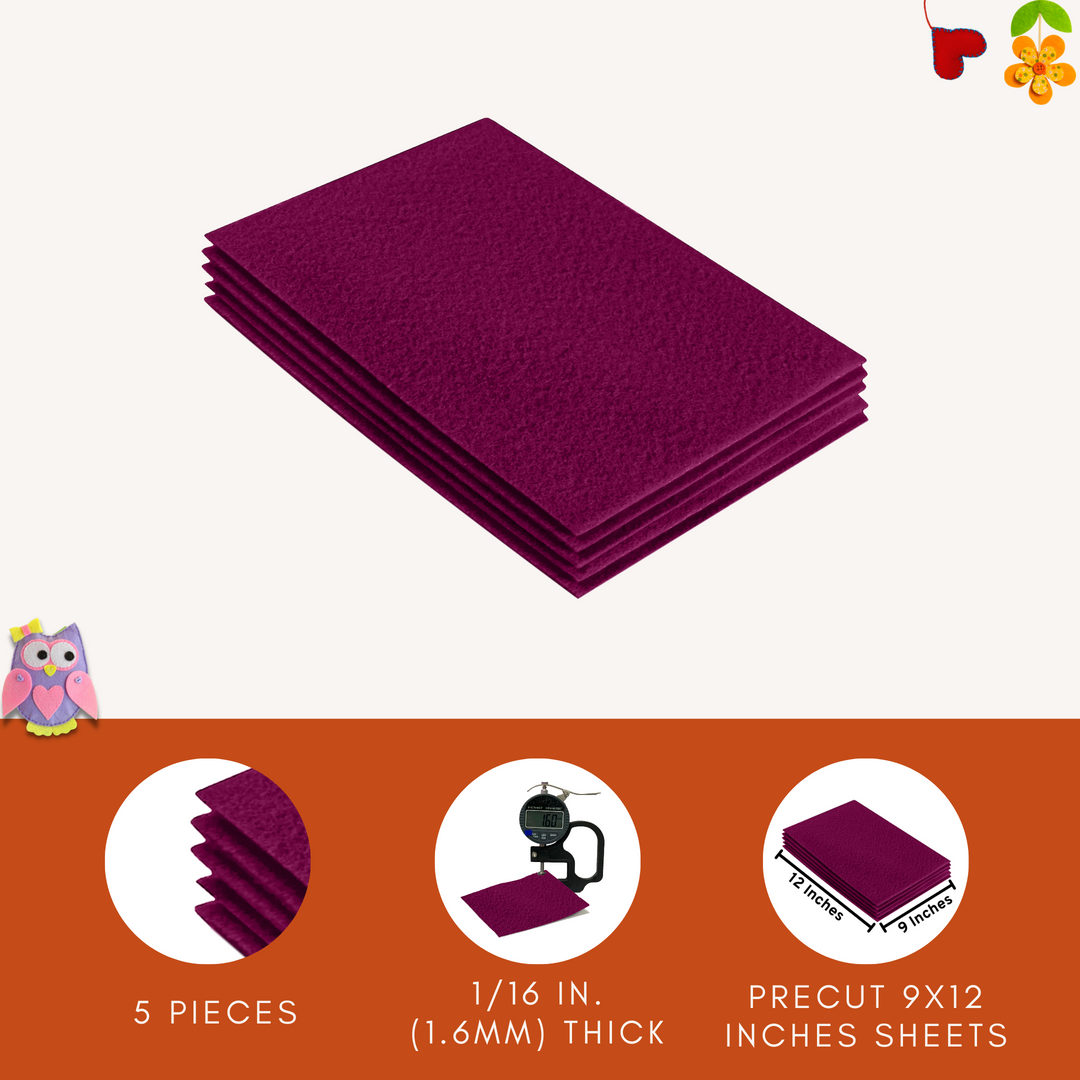 Acrylic Felt 9"X12" Sheet Packs | Rose - FabricLA.com