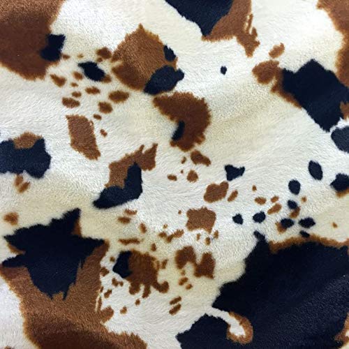 Velboa S-Wave Fabric Short Pile Faux Fur Print - Cow Tan 60"W (1 Yard) - FabricLA.com