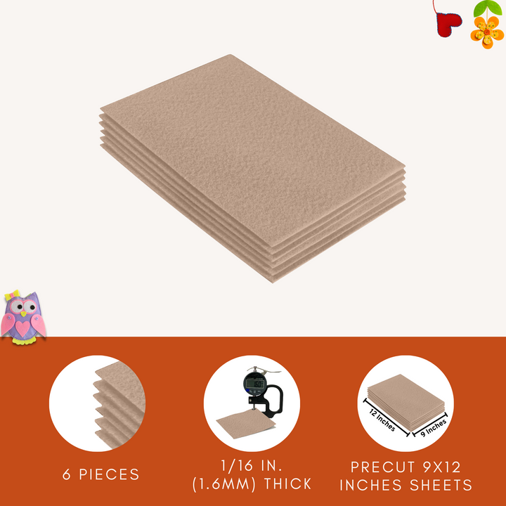 Acrylic Felt 9"X12" Sheet Packs | Sandy - FabricLA.com