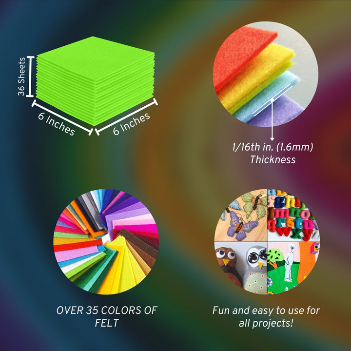 Acrylic Felt Craft Sheet Packs | Neon Green A54 - FabricLA.com