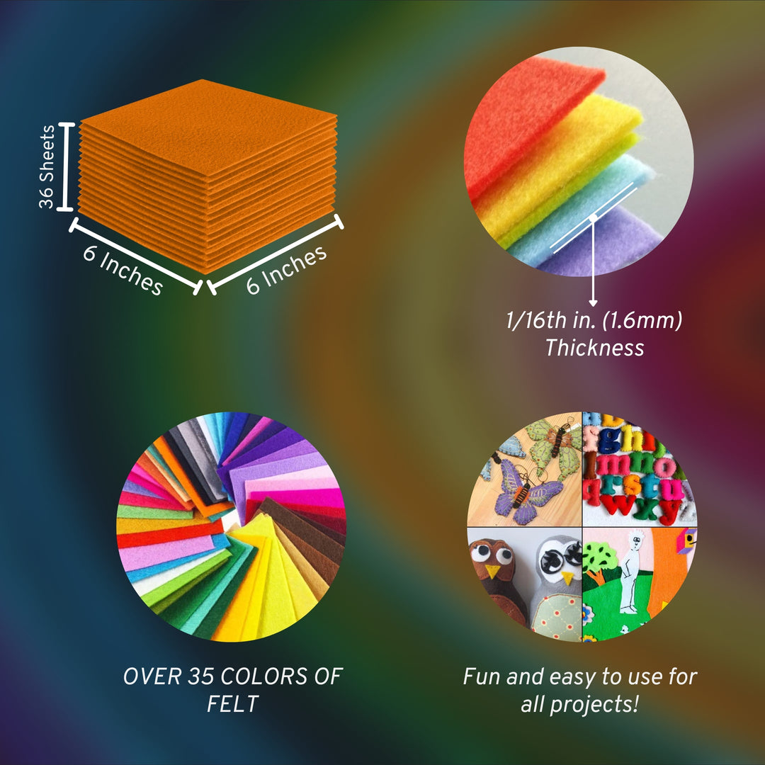 Acrylic Felt Craft Sheet Packs | Mango A3 - FabricLA.com