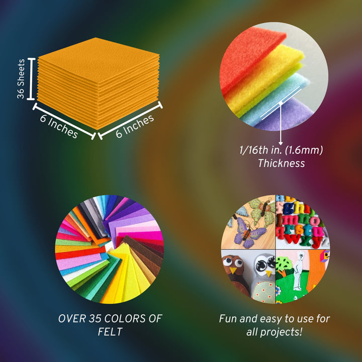 Acrylic Felt Craft Sheet Packs | Gold - FabricLA.com