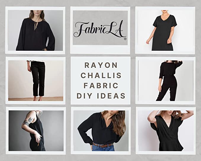 Rayon Challis Fabric | Black - FabricLA.com