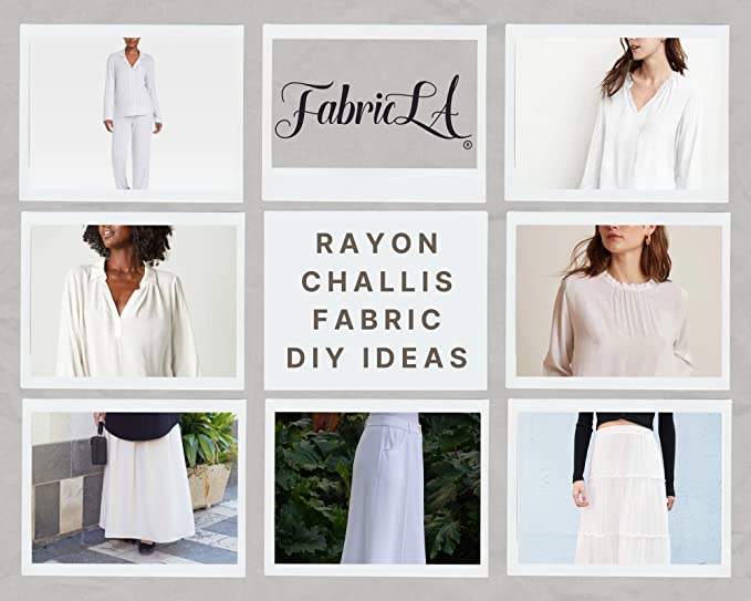 FabricLa Rayon Challis Fabric | White - FabricLA.com