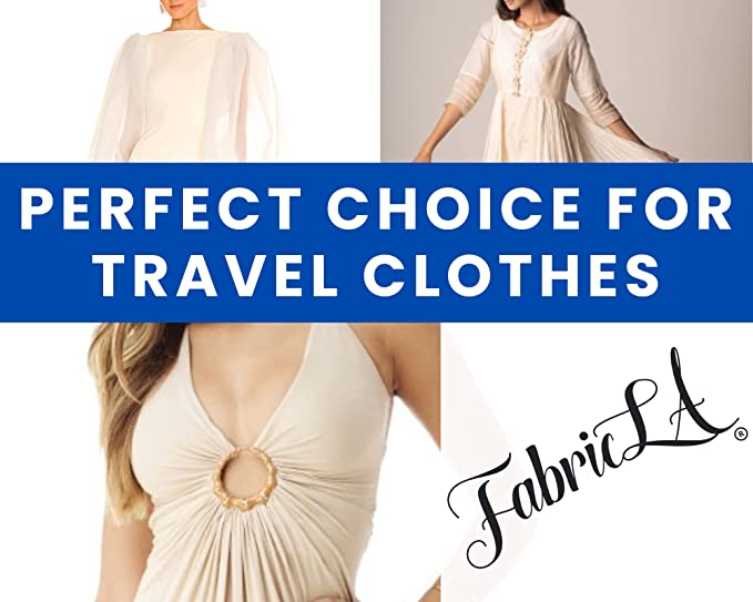 FabricLA Rayon Jersey Spandex - 4 Way Stretch Fabric Rayon Spandex| 240GSM 60 inches Wide | Ivory - FabricLA.com