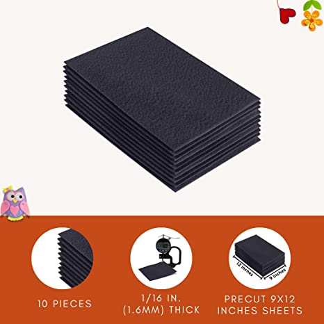 Acrylic Felt 9"X12" Sheet Packs | Dark Gray - FabricLA.com