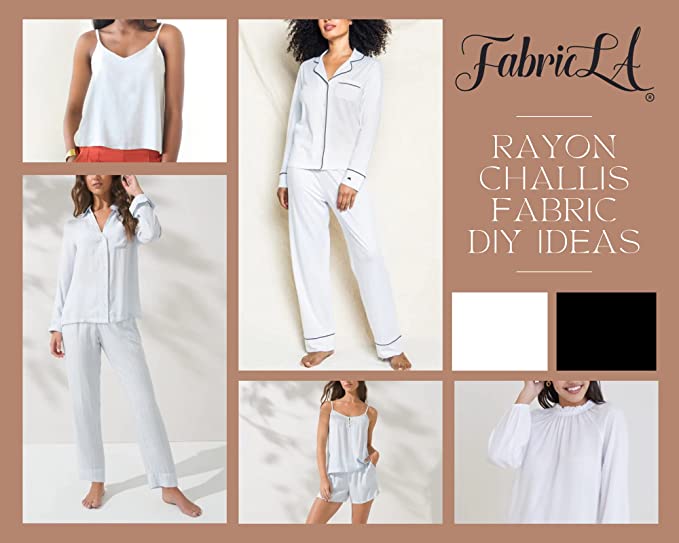 FabricLa Rayon Challis Fabric | White - FabricLA.com