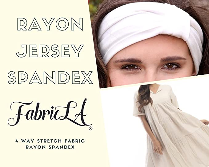 FabricLA Rayon Jersey Spandex - 4 Way Stretch Fabric Rayon Spandex| 240GSM 60 inches Wide | Ivory - FabricLA.com