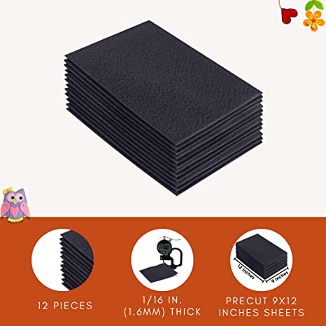 Acrylic Felt 9"X12" Sheet Packs | Dark Gray - FabricLA.com