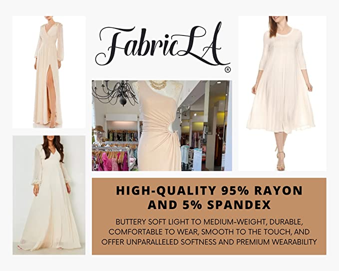 FabricLA Rayon Jersey Spandex - 4 Way Stretch Fabric Rayon Spandex| 240GSM 60 inches Wide | Ivory - FabricLA.com