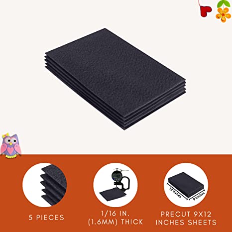 Acrylic Felt 9"X12" Sheet Packs | Dark Gray - FabricLA.com