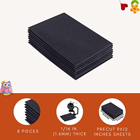 Acrylic Felt 9"X12" Sheet Packs | Dark Gray - FabricLA.com