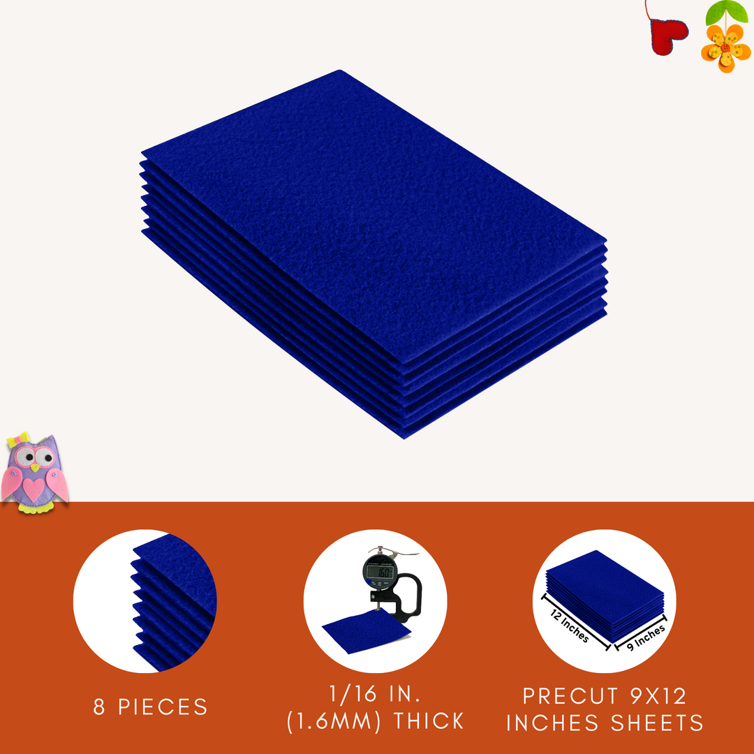 Acrylic Felt 9"X12" Sheet Packs | Royal Blue - FabricLA.com