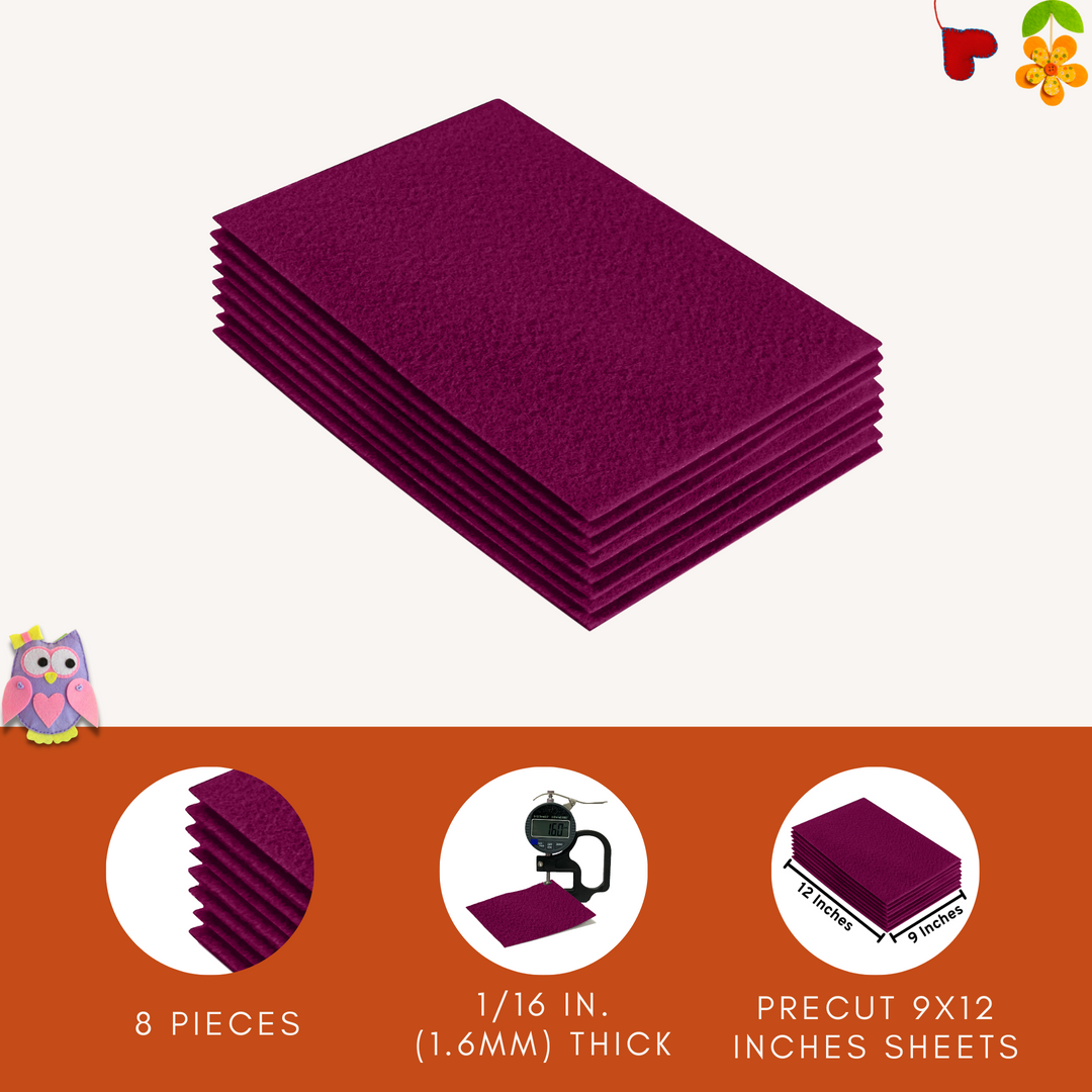 Acrylic Felt 9"X12" Sheet Packs | Rose - FabricLA.com