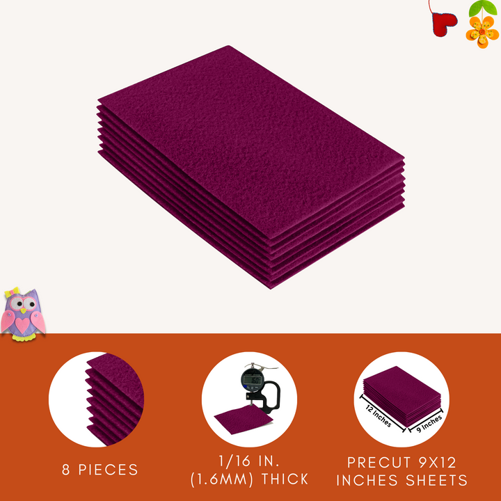 Acrylic Felt 9"X12" Sheet Packs | Rose - FabricLA.com