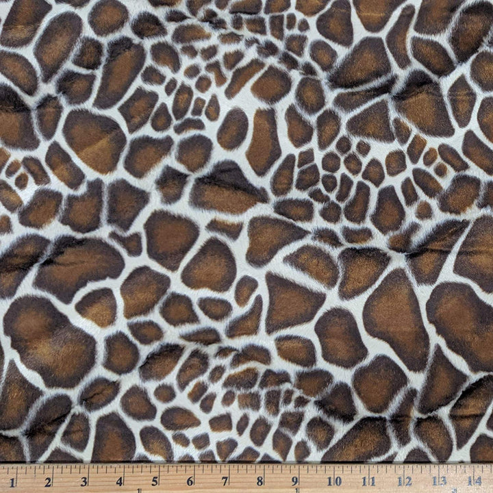 FabricLA Velboa S-Wave Short Pile Faux Print Material by The Yard | Giraffe 2tone - FabricLA.com