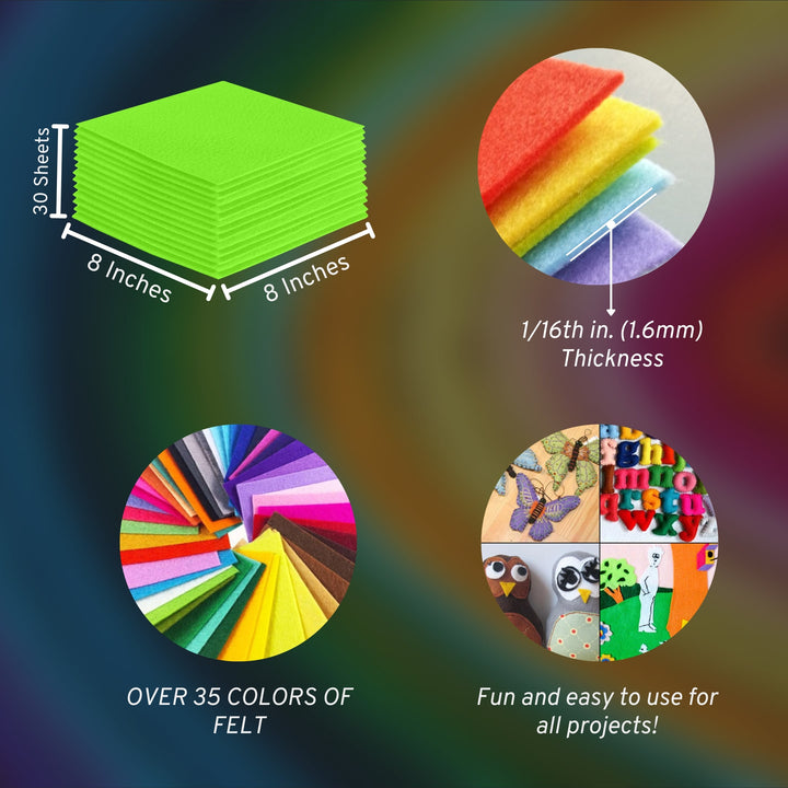 Acrylic Felt Craft Sheet Packs | Neon Green A54 - FabricLA.com