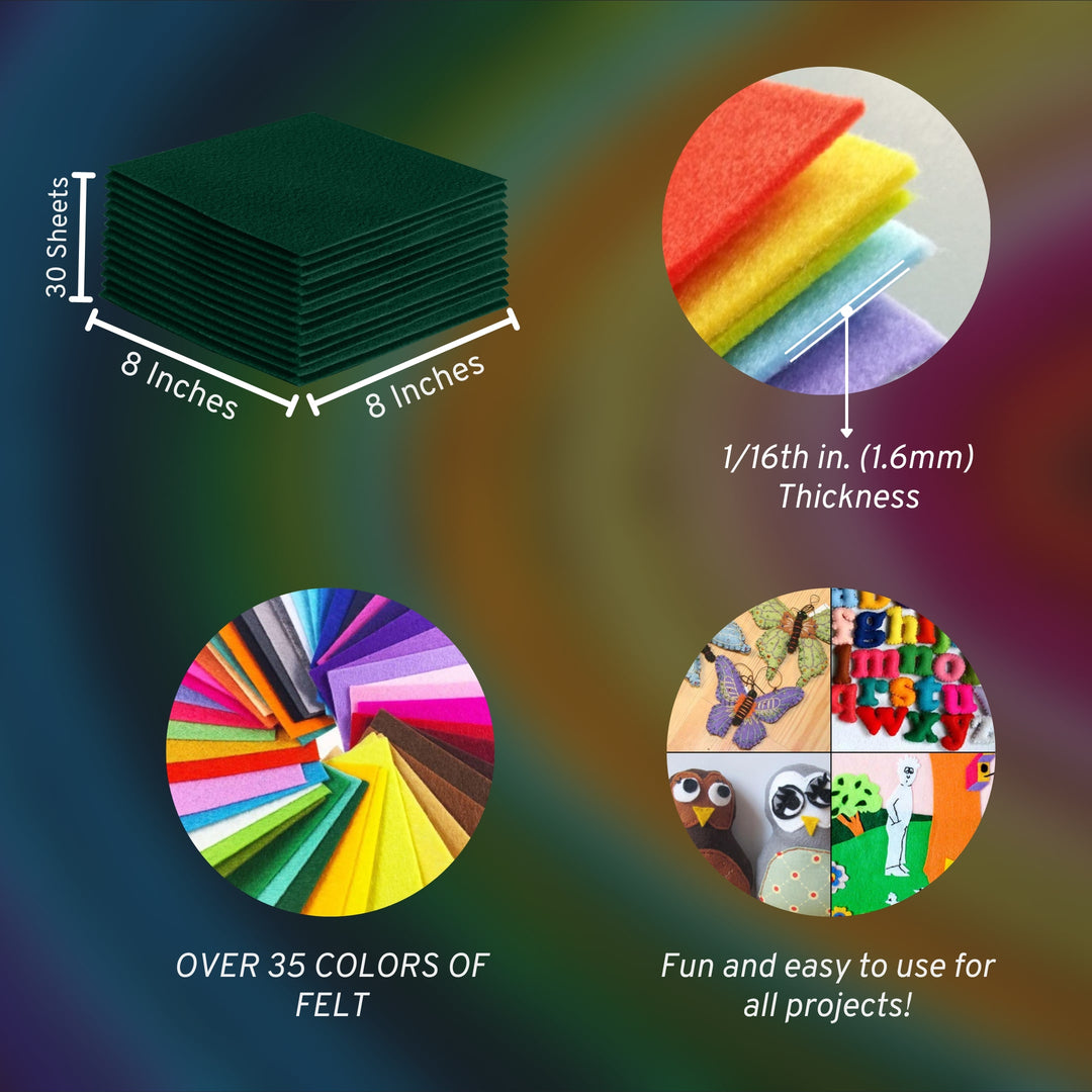 Acrylic Felt Craft Sheet Packs | Hunter Green A40 - FabricLA.com