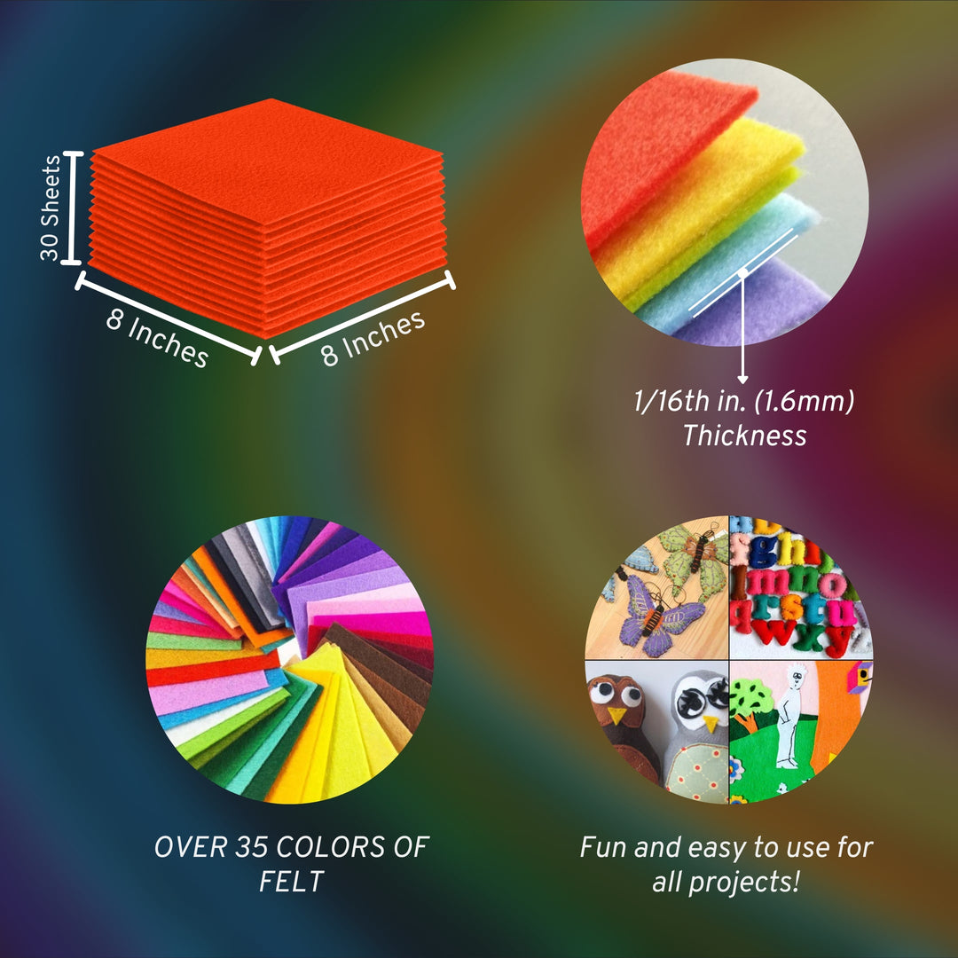 Acrylic Felt Craft Sheet Packs | Neon Orange - FabricLA.com