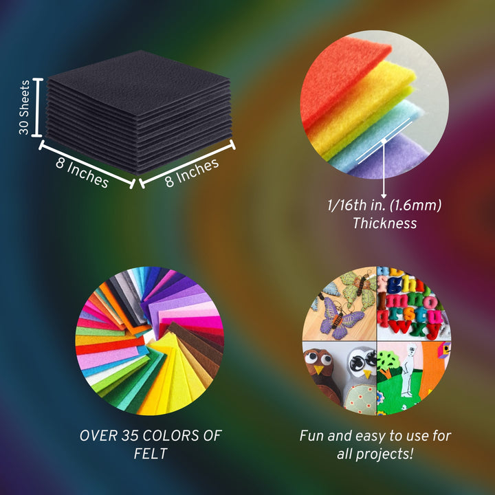 Acrylic Felt Craft Sheet Packs | Dark Gray - FabricLA.com