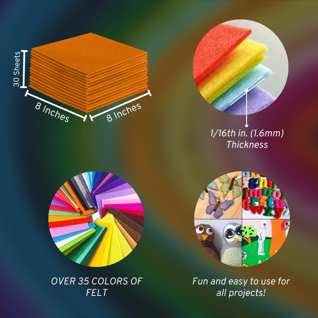 Acrylic Felt Craft Sheet Packs | Mango A3 - FabricLA.com