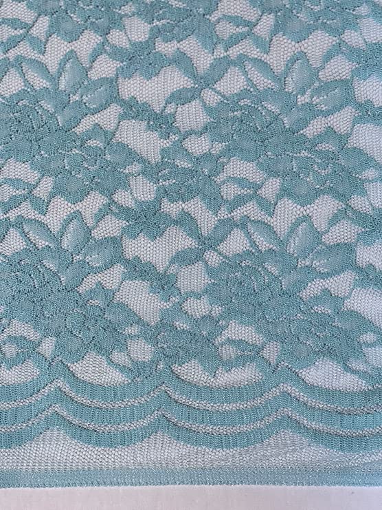 FabricLA | Nylon Spandex | Scallop Pattern | Lace Fabric | Aqua - FabricLA.com