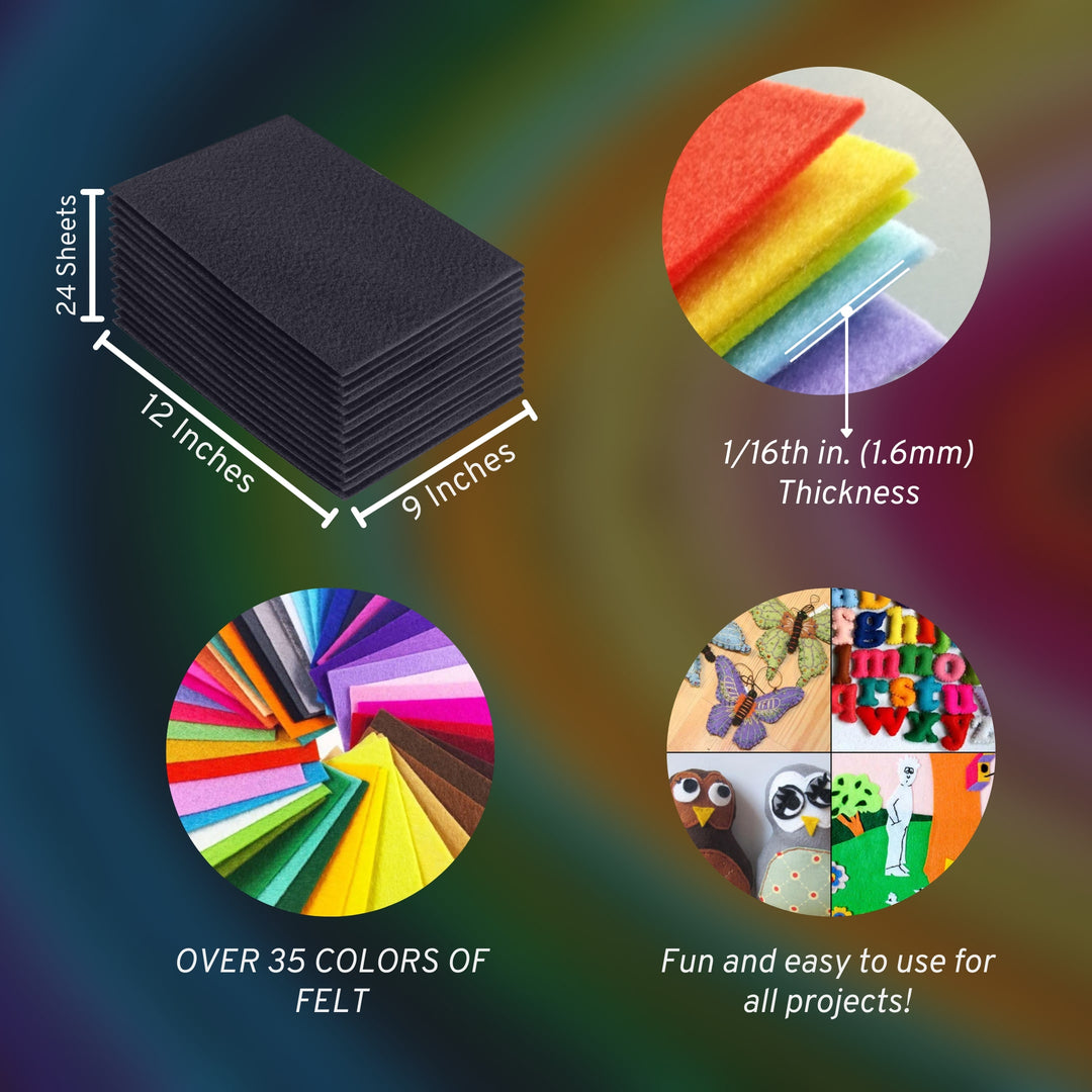 Acrylic Felt Craft Sheet Packs | Dark Gray - FabricLA.com