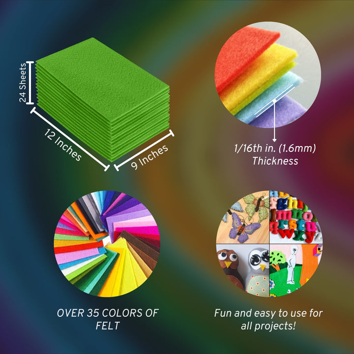Acrylic Felt Craft Sheet Packs | Lime A18 - FabricLA.com