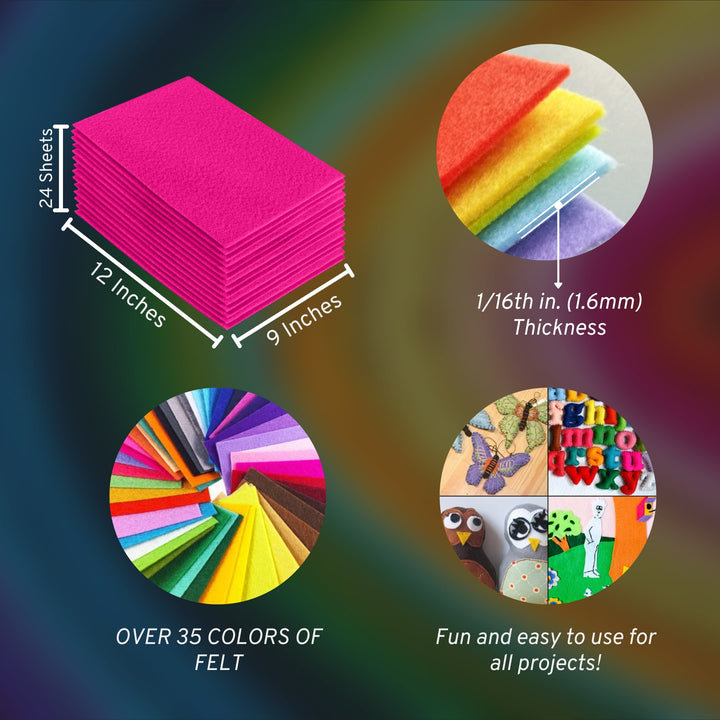 Acrylic Felt Craft Sheet Packs | Neon Pink - FabricLA.com