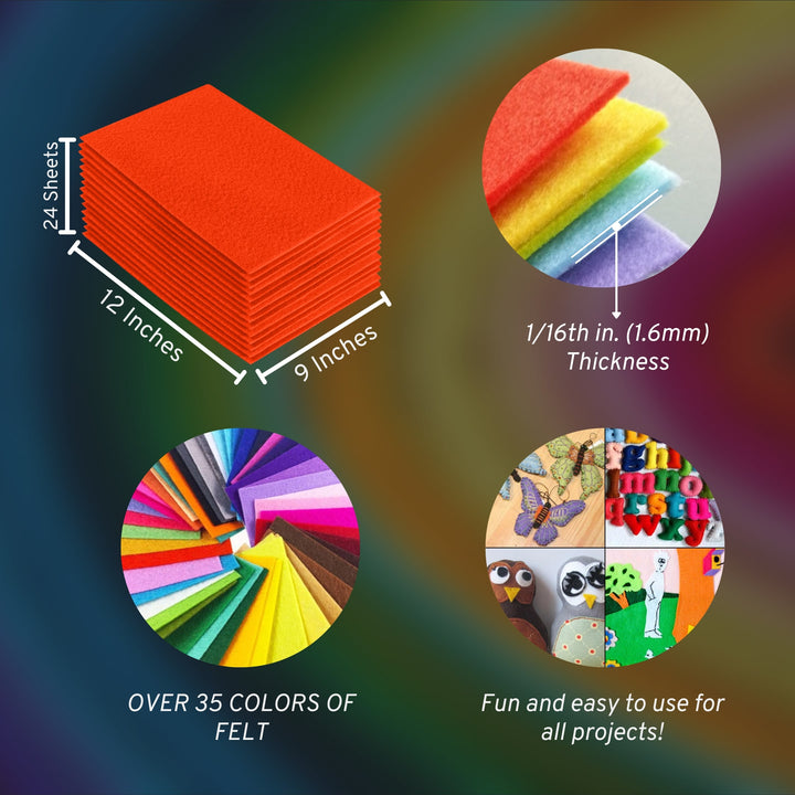 Acrylic Felt Craft Sheet Packs | Neon Orange - FabricLA.com
