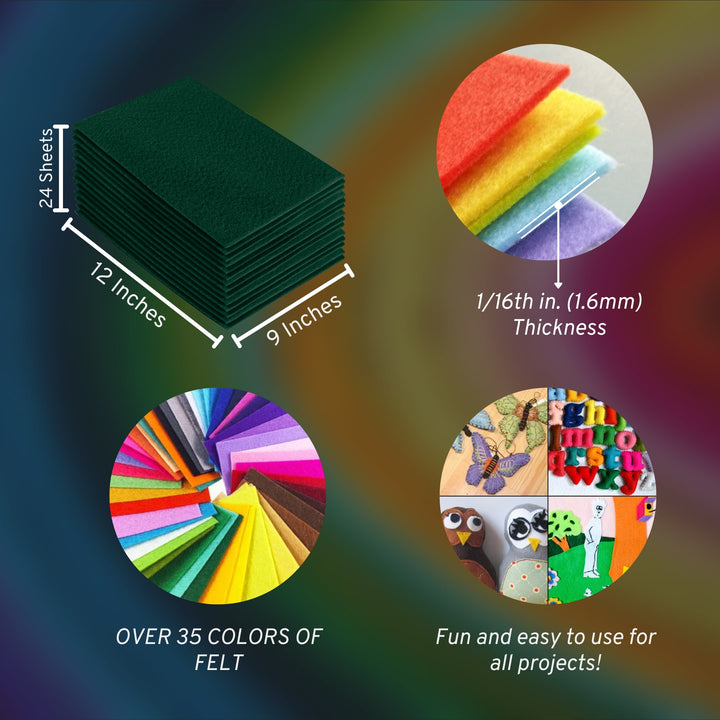 Acrylic Felt Craft Sheet Packs | Hunter Green A40 - FabricLA.com