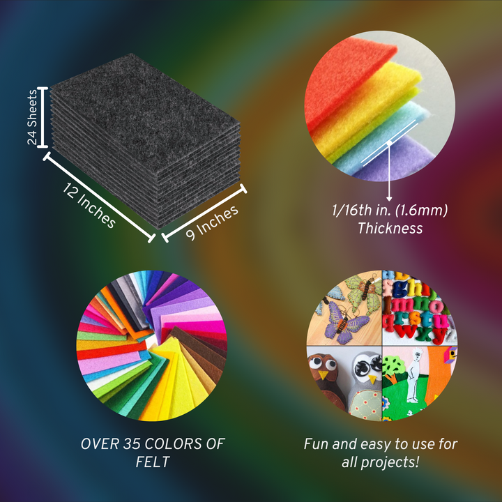 Acrylic Felt Craft Sheet Packs | Charcoal - FabricLA.com