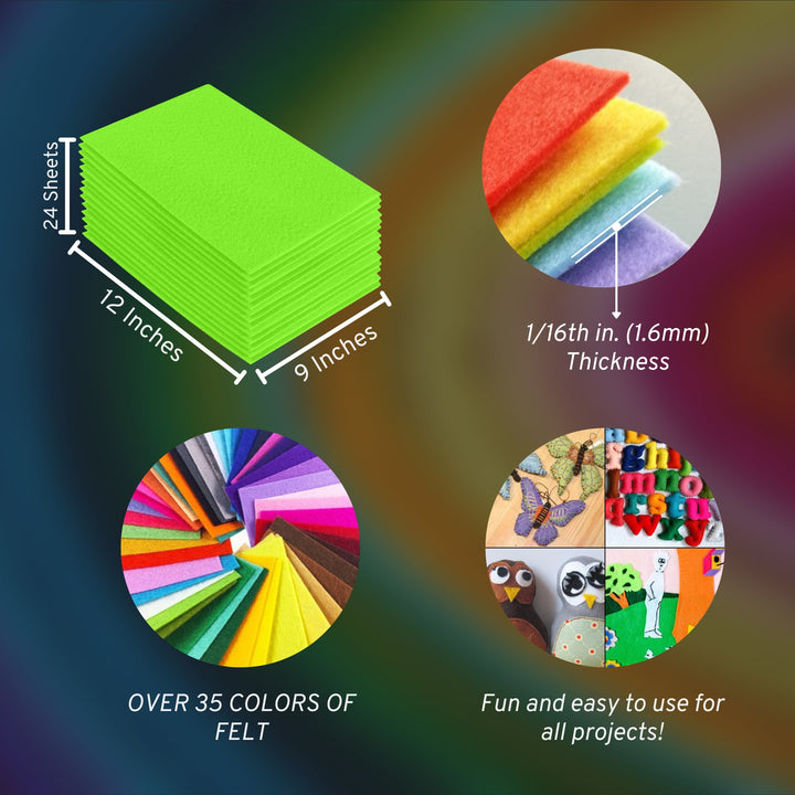 Acrylic Felt Craft Sheet Packs | Neon Green A54 - FabricLA.com