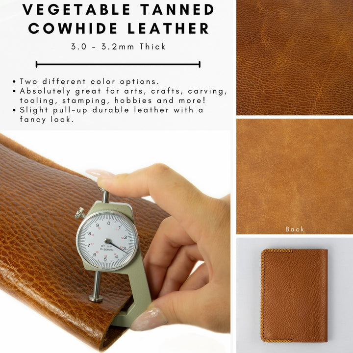 Genuine Leather Tooling and Crafting Sheets | Heavy Duty Full Grain Cowhide (3.00mm) | Arizona Cognac - FabricLA.com