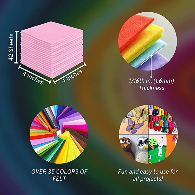 Acrylic Felt Craft Sheet Packs | Baby Pink A45 - FabricLA.com