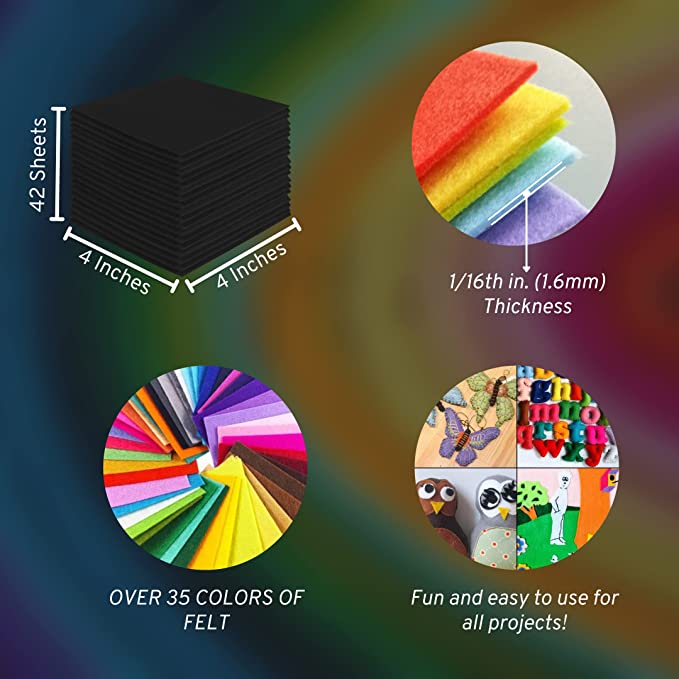 Acrylic Felt Craft Sheet Packs | Black A28 - FabricLA.com