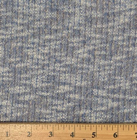 FabricLA Sweater Knit Slub 2 by 2 Knitted Hacci Fabric | 45" Wide | Blue - FabricLA.com