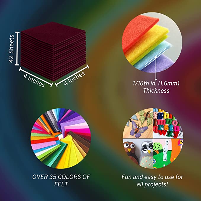 Acrylic Felt Craft Sheet Packs | Burgundy A27 - FabricLA.com
