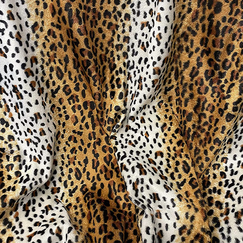 FabricLA Velboa S-Wave Short Pile Faux Print Fabric Material by The Yard | Cheetah - FabricLA.com