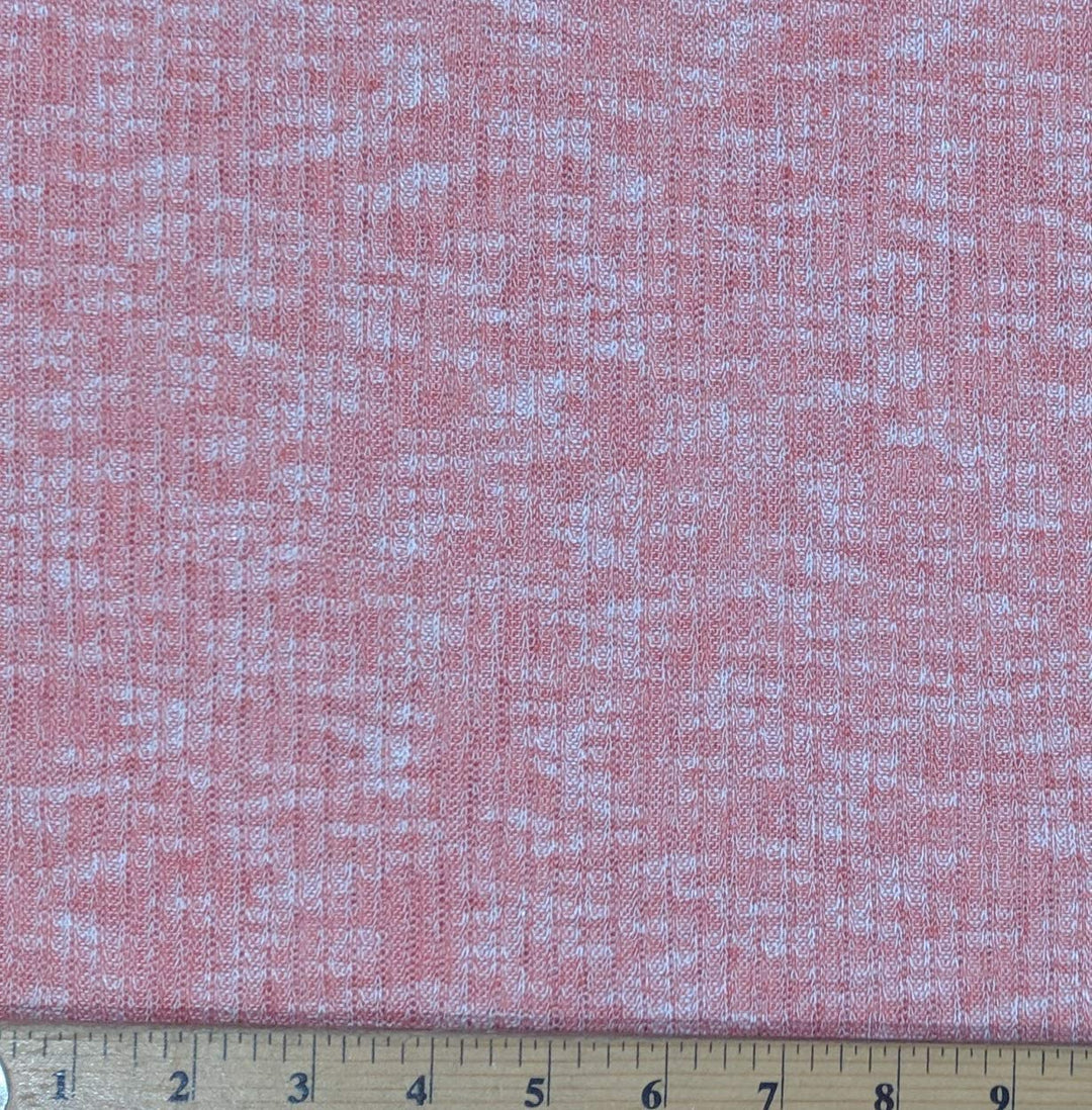 FabricLA Sweater Knit Slub 2 by 2 Knitted Hacci Fabric | 45" Wide | Coral - FabricLA.com