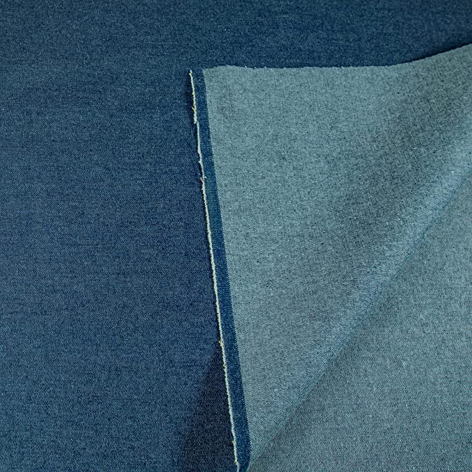 Stretch Cotton Denim Fabric - 8 oz, 50” Inch Wide by The Yard | Denim Blue - FabricLA.com